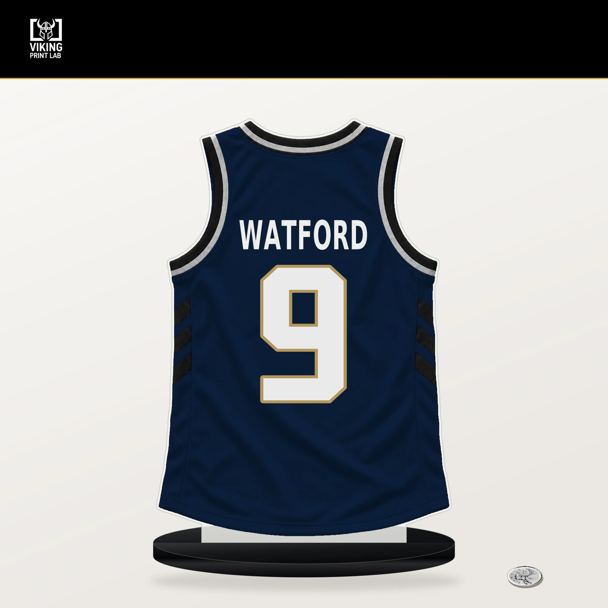Trendon Watford number 9 New Orleans Pelicans jersey stand with included black base.