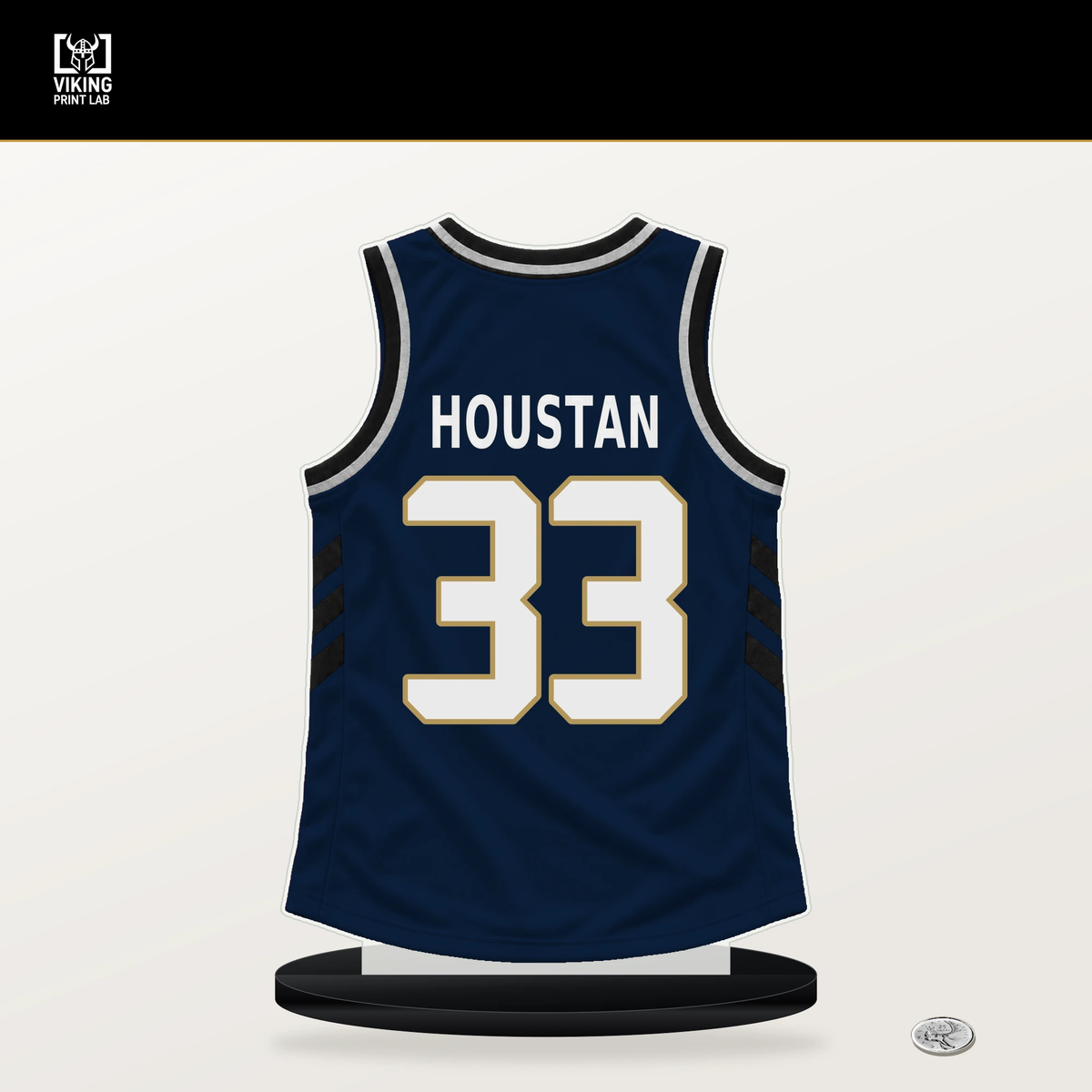 Caleb Houstan number 33 New Orleans Pelicans jersey stand with included black base.