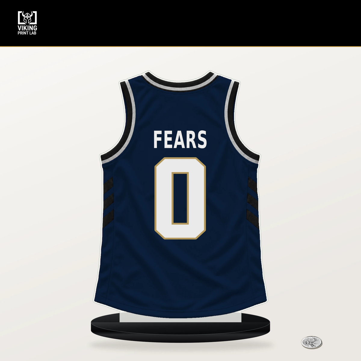 Jeremiah Fears number 0 New Orleans Pelicans jersey stand with included black base.