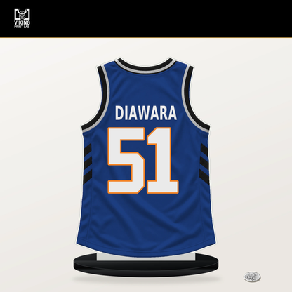 Mohamed Diawara number 51 New York Knicks jersey stand with included black base.
