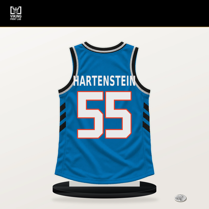 Isaiah Hartenstein number 55 Oklahoma City Thunder jersey stand with included black base.