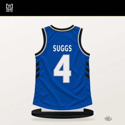 Jalen Suggs number 4 Orlando Magic jersey stand with included black base.