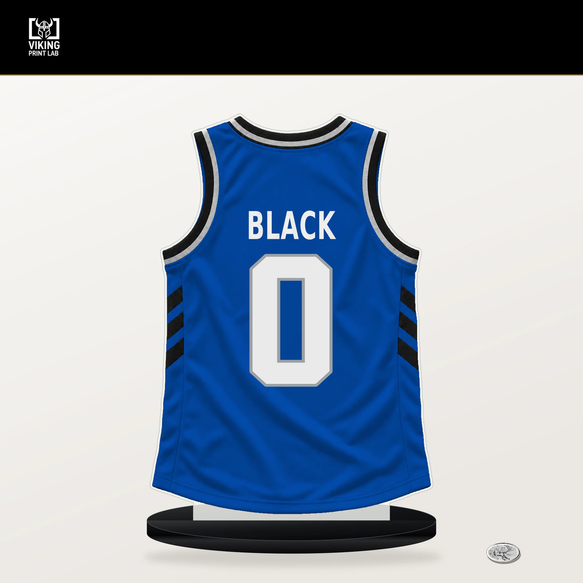 Anthony Black number 0 Orlando Magic jersey stand with included black base.