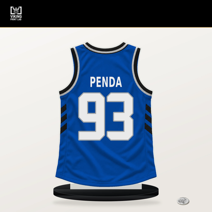 Noah Penda number 93 Orlando Magic jersey stand with included black base.