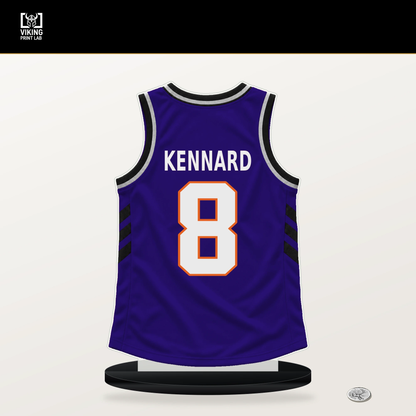 Luke Kennard number 8 Phoenix Suns jersey stand with included black base.