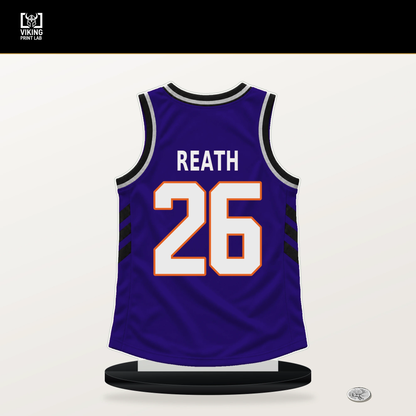 Duop Reath number 26 Phoenix Suns jersey stand with included black base.
