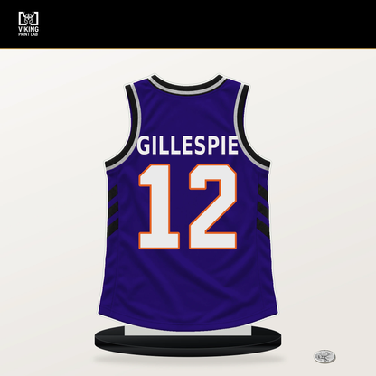 Collin Gillespie number 12 Phoenix Suns jersey stand with included black base.