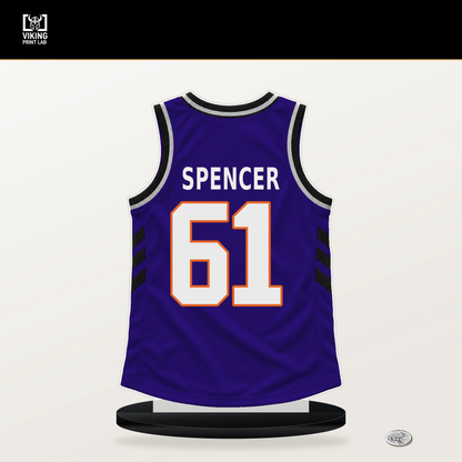 Pat Spencer number 61 Phoenix Suns jersey stand with included black base.