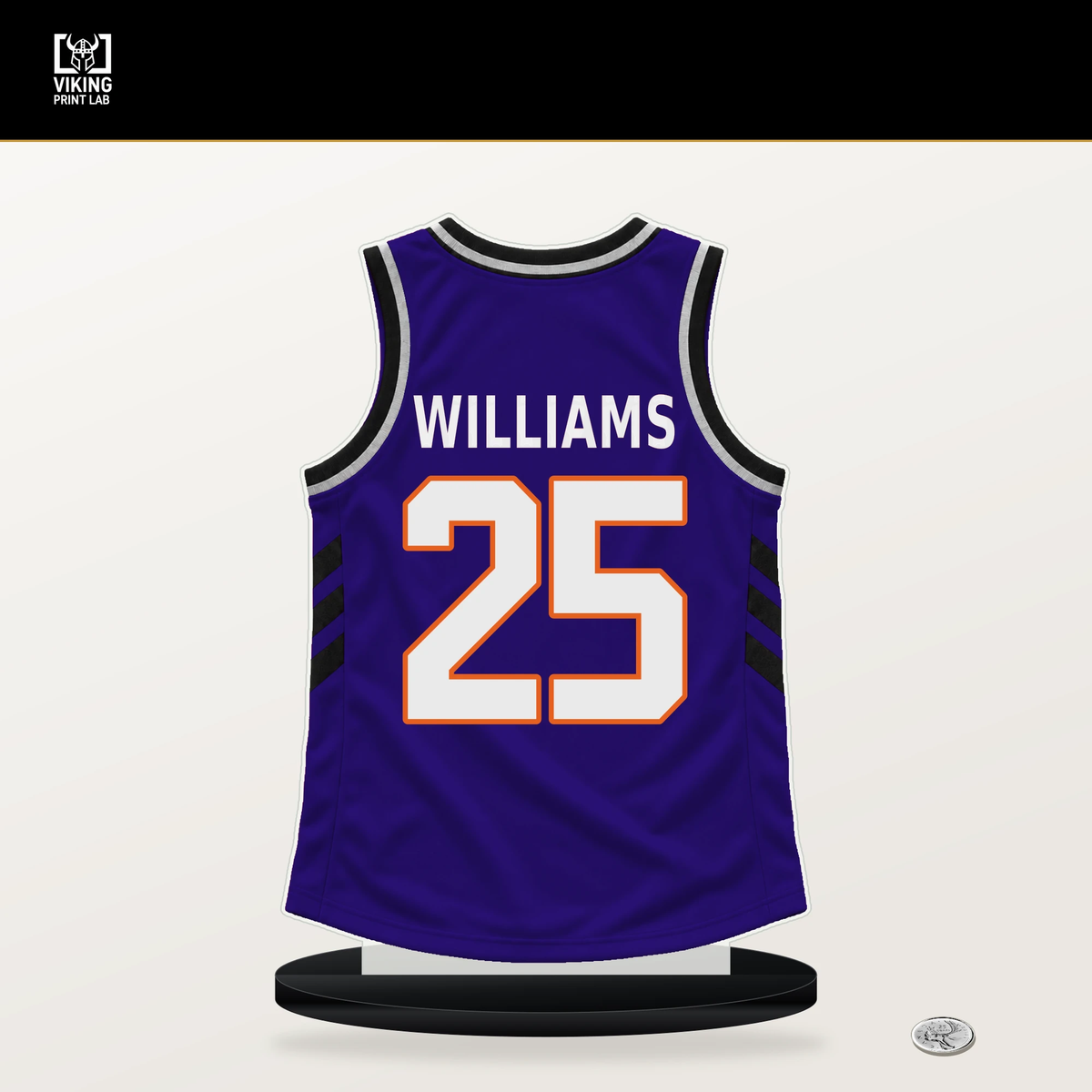 Mark Williams number 25 Phoenix Suns jersey stand with included black base.