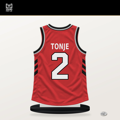 John Tonje number 2 Portland Trail Blazers jersey stand with included black base.