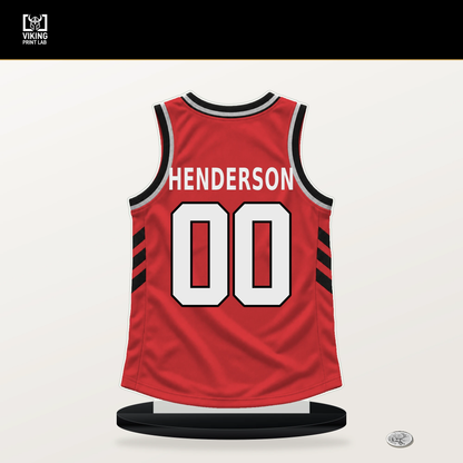 Scoot Henderson number 00 Portland Trail Blazers jersey stand with included black base.