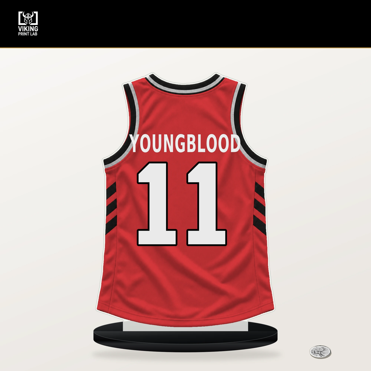 Chris Youngblood number 11 Portland Trail Blazers jersey stand with included black base.