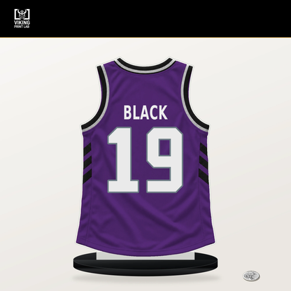 Leaky Black number 19 Sacramento Kings jersey stand with included black base.