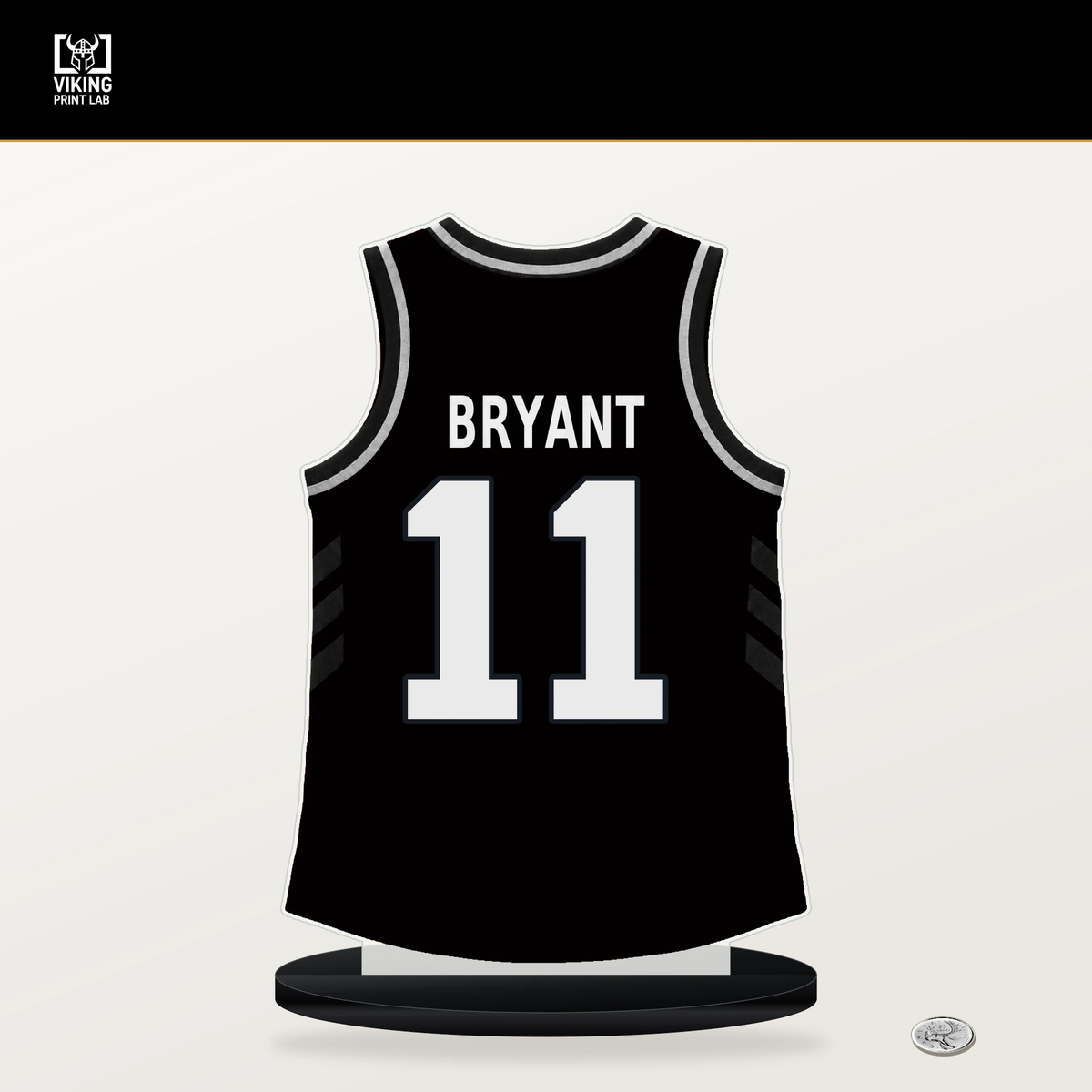 Carter Bryant number 11 San Antonio Spurs jersey stand with included black base.