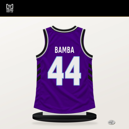 Mo Bamba number 44 Utah Jazz jersey stand with included black base.