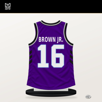 Terrell Brown Jr. number 16 Utah Jazz jersey stand with included black base.