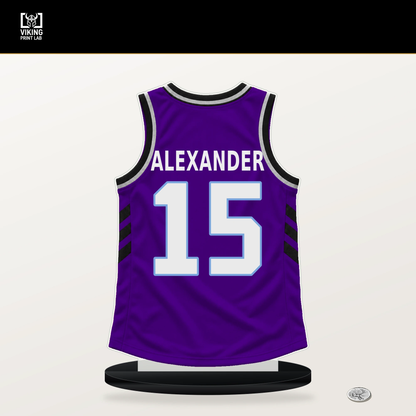 Trey Alexander number 15 Utah Jazz jersey stand with included black base.