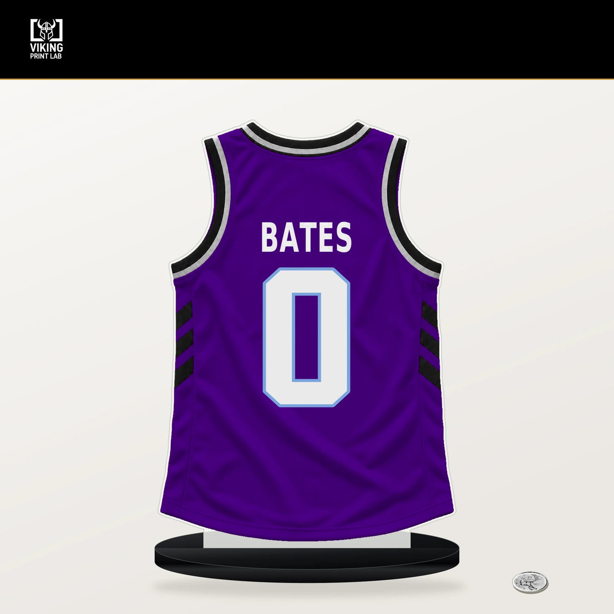 Tamar Bates number 0 Utah Jazz jersey stand with included black base.