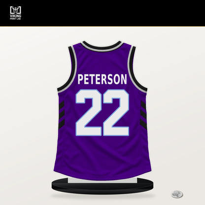 Darryn Peterson number 22 Utah Jazz jersey stand with included black base.