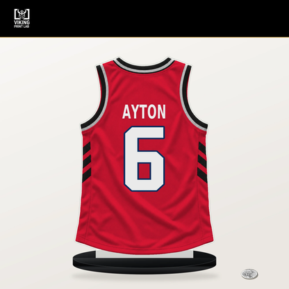 Deandre Ayton number 6 Washington Wizards jersey stand with included black base.