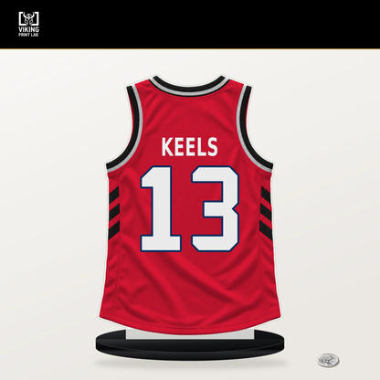 Trevor Keels number 13 Washington Wizards jersey stand with included black base.