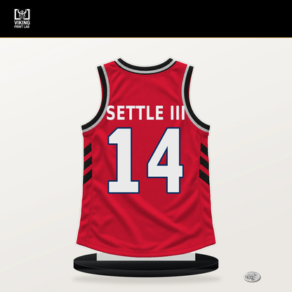 Steve Settle III number 14 Washington Wizards jersey stand with included black base.