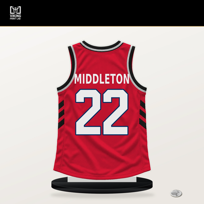 Khris Middleton number 22 Washington Wizards jersey stand with included black base.