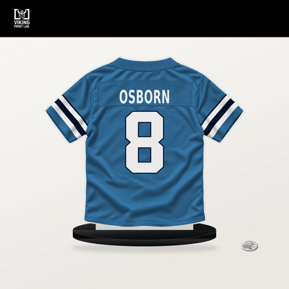 K.J. Osborn number 8 Tennessee Titans jersey stand with included black base.