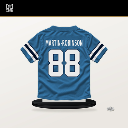 David Martin-Robinson number 88 Tennessee Titans jersey stand with included black base.