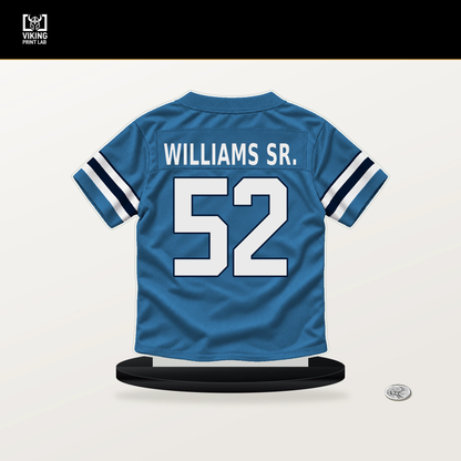 James Williams Sr. number 52 Tennessee Titans jersey stand with included black base.