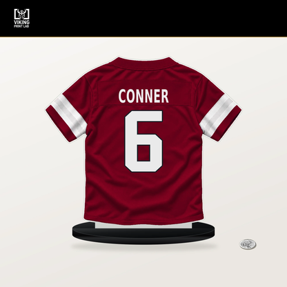 James Conner number 6 Arizona Cardinals jersey stand with included black base.