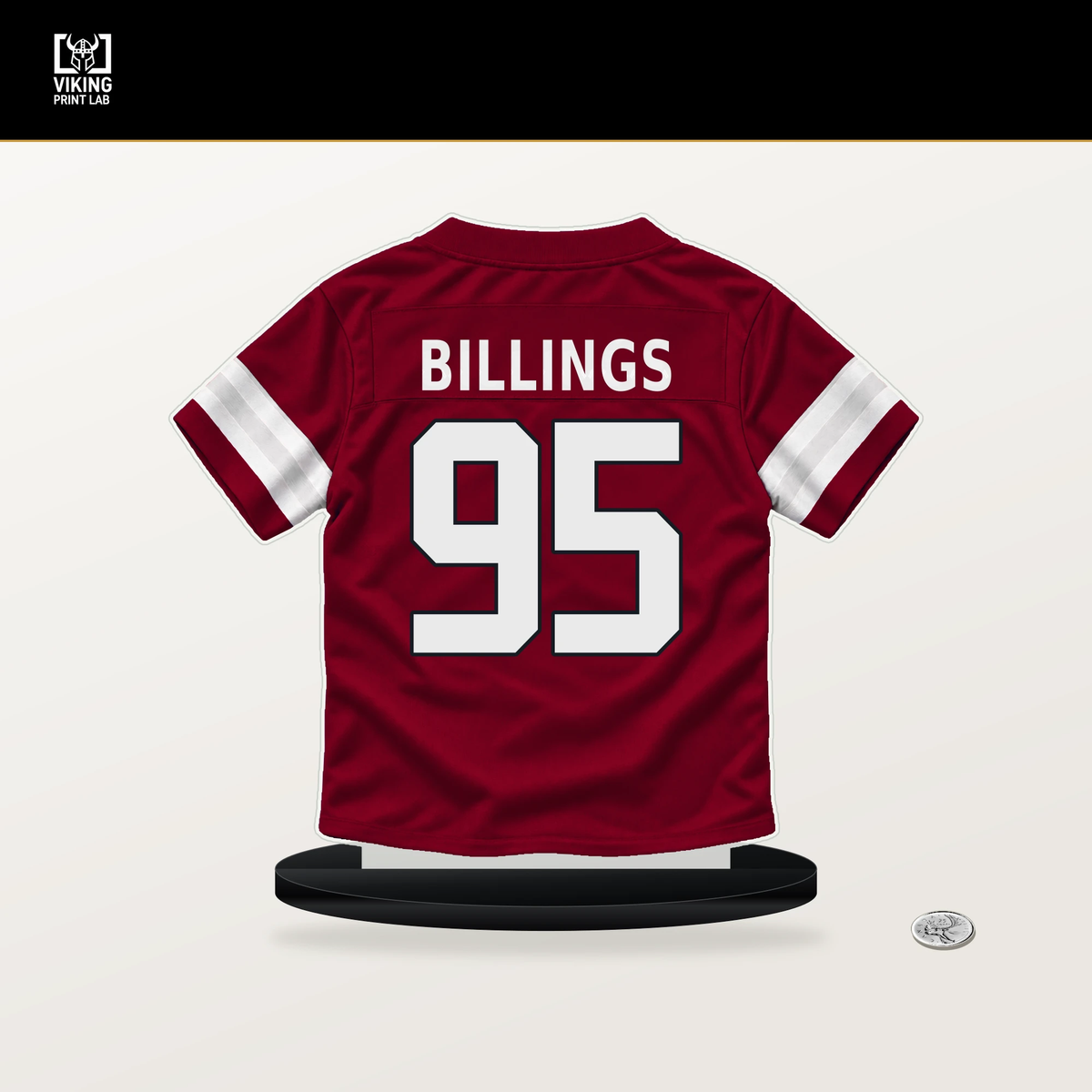 Andrew Billings number 95 Arizona Cardinals jersey stand with included black base.