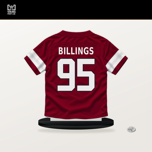 Andrew Billings number 95 Arizona Cardinals jersey stand with included black base.