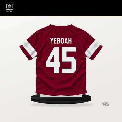 Kenny Yeboah number 45 Arizona Cardinals jersey stand with included black base.