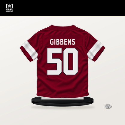 Jack Gibbens number 50 Arizona Cardinals jersey stand with included black base.