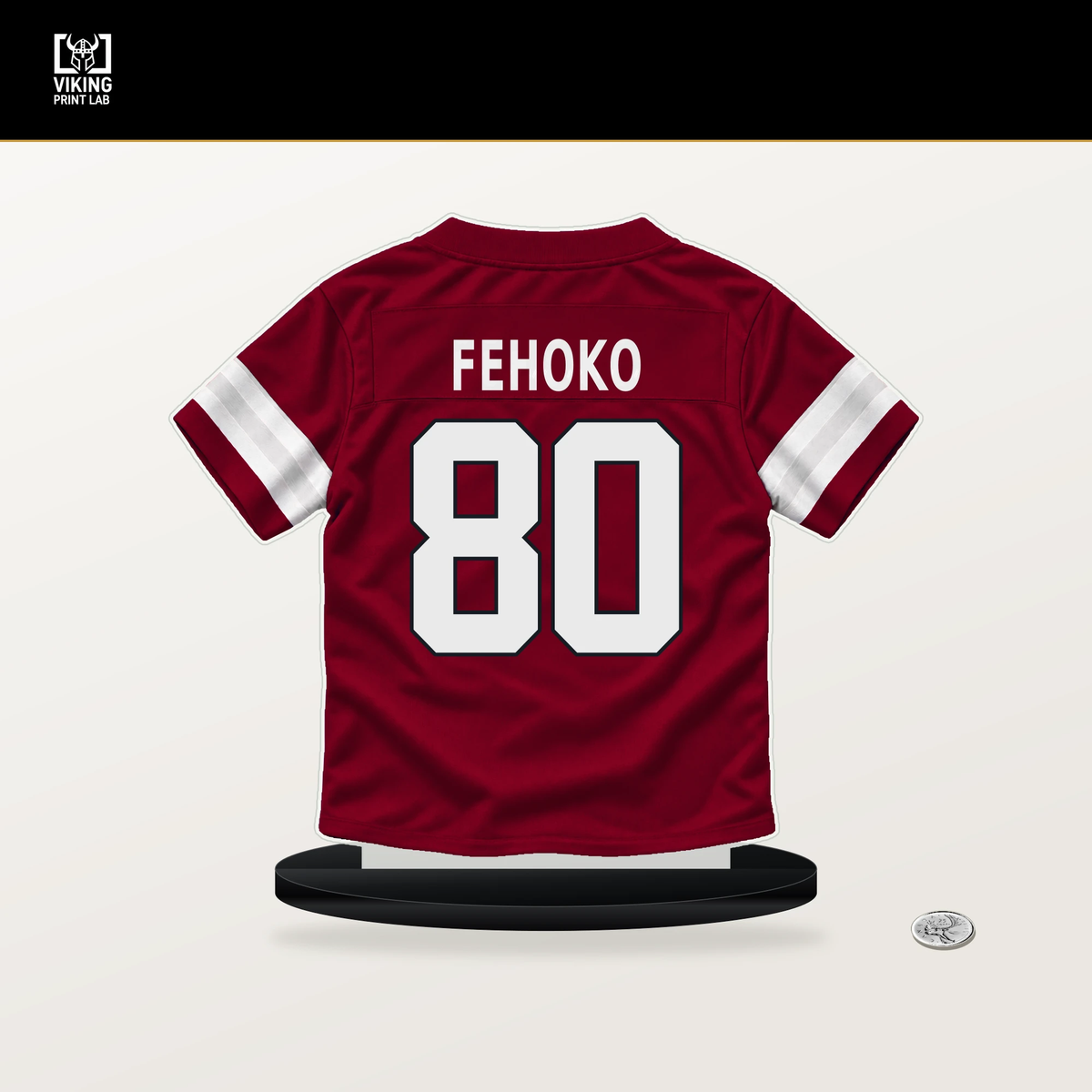 Simi Fehoko number 80 Arizona Cardinals jersey stand with included black base.