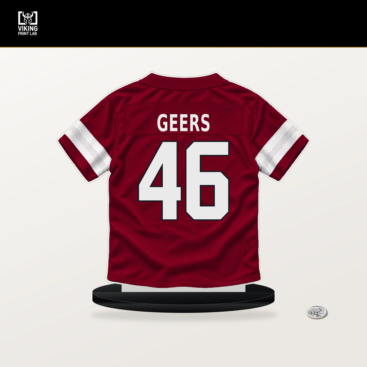 Jameson Geers number 46 Arizona Cardinals jersey stand with included black base.