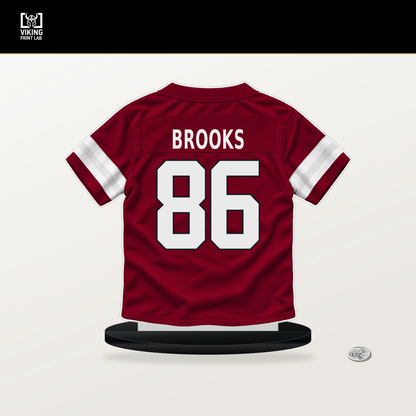 Jalen Brooks number 86 Arizona Cardinals jersey stand with included black base.