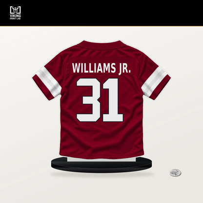 Wydett Williams Jr. number 31 Arizona Cardinals jersey stand with included black base.