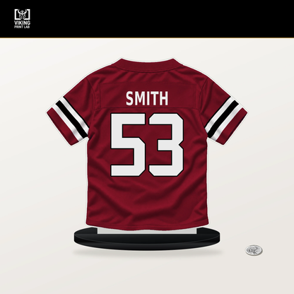 Za'Darius Smith number 53 Atlanta Falcons jersey stand with included black base.