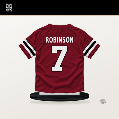 Bijan Robinson number 7 Atlanta Falcons jersey stand with included black base.