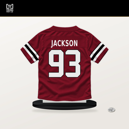 Drake Jackson number 93 Atlanta Falcons jersey stand with included black base.