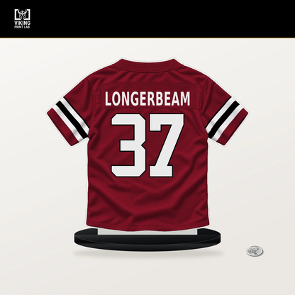 Robert Longerbeam number 37 Atlanta Falcons jersey stand with included black base.