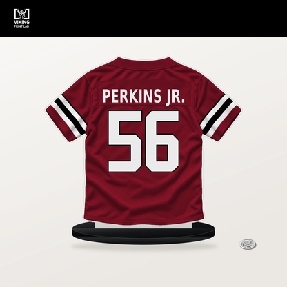 Harold Perkins Jr. number 56 Atlanta Falcons jersey stand with included black base.