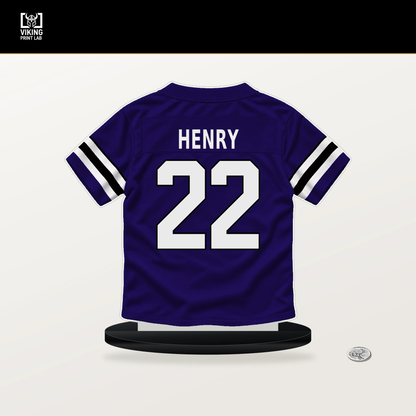 Derrick Henry number 22 Baltimore Ravens jersey stand with included black base.