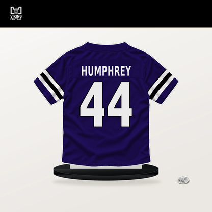 Marlon Humphrey number 44 Baltimore Ravens jersey stand with included black base.