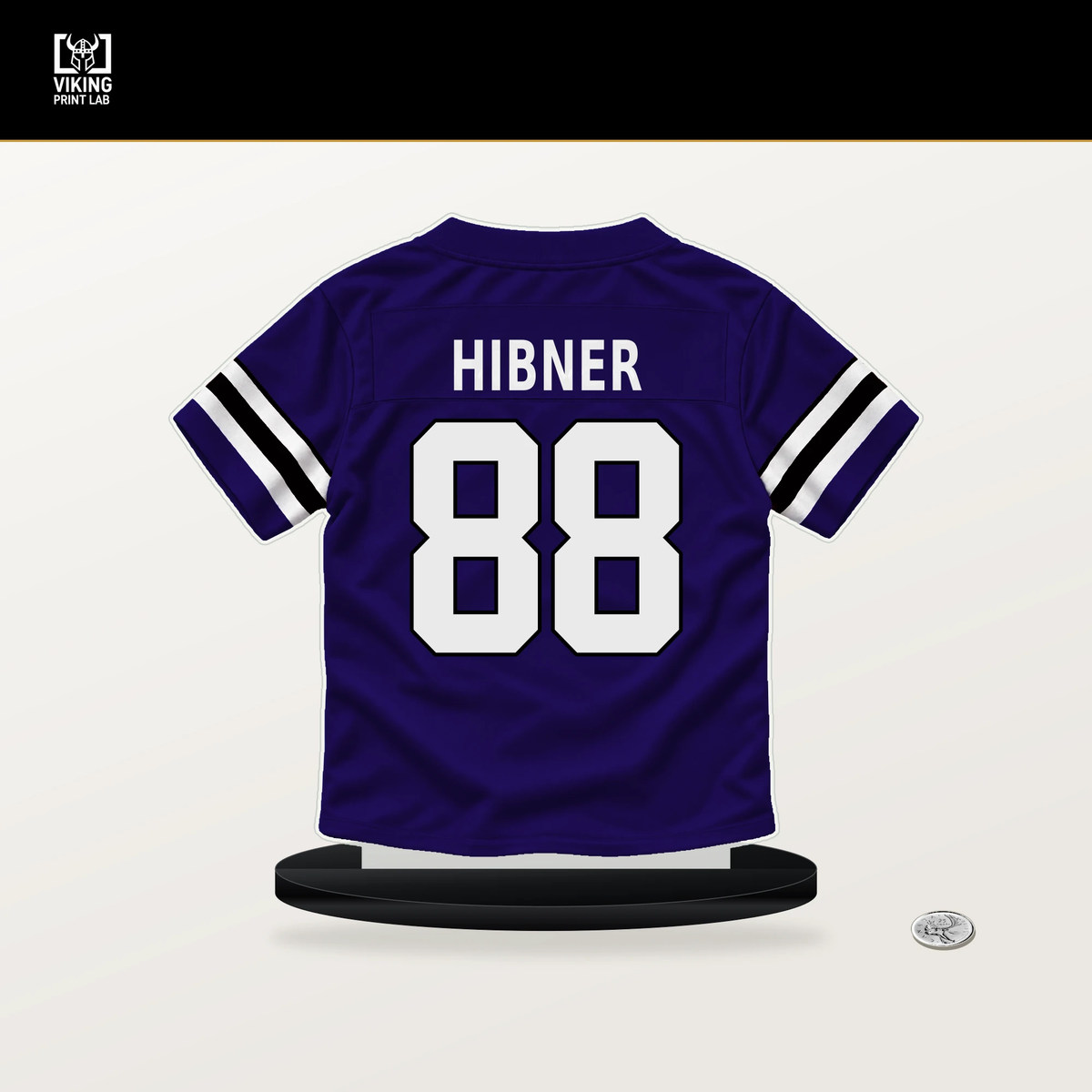 Matt Hibner number 88 Baltimore Ravens jersey stand with included black base.