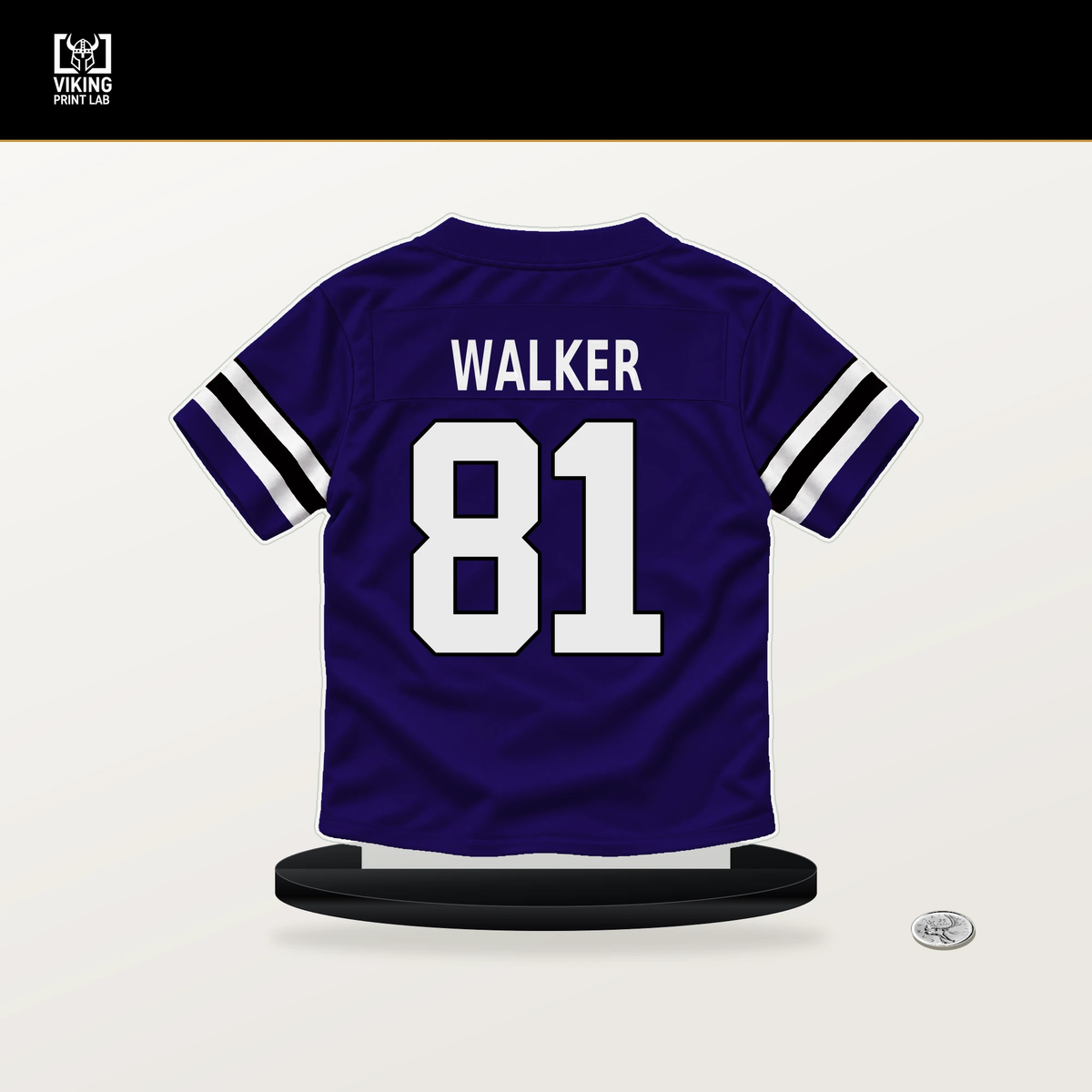 Devontez Walker number 81 Baltimore Ravens jersey stand with included black base.
