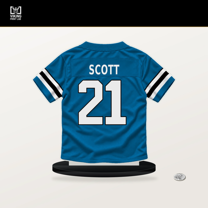 Nick Scott number 21 Carolina Panthers jersey stand with included black base.