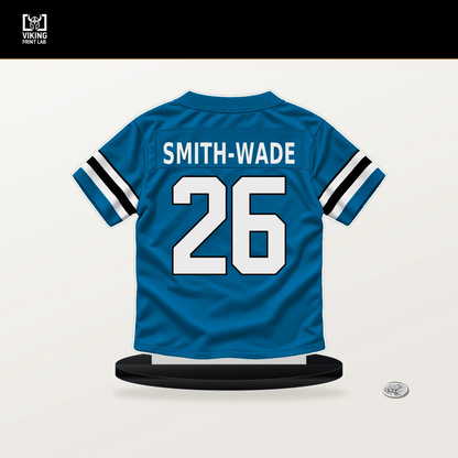 Chau Smith-Wade number 26 Carolina Panthers jersey stand with included black base.